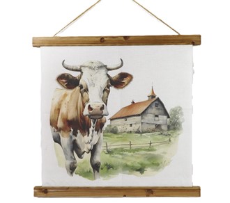 Cow with Barn Wall Plaque | GSC Imports