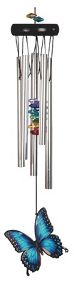 WoodTop Blue Butterfly Rainbow Gem Windchime | GSC Import