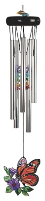 WoodTop Orange Butterfly Rainbow Gem Windchime | GSC Import