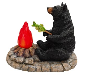 LED Black Bear Campfire Cooking Fish| GSC Imports