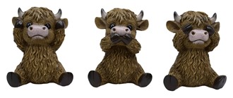 Highland Cow See/Speak/Hear No Evil Set | GSC Import