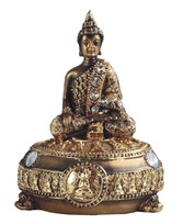 Grande Thai Buddha Nero Lilla Su Elefante 38 CM Poly Figura