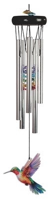 WoodTop Hummingbird Windchime Rainbow Gem
