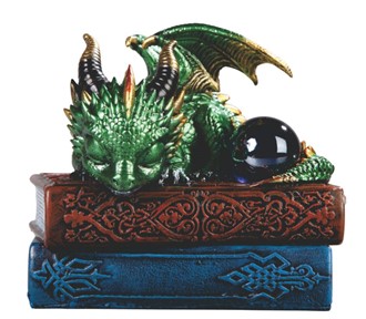 Green Dragon Sleeping on Books
