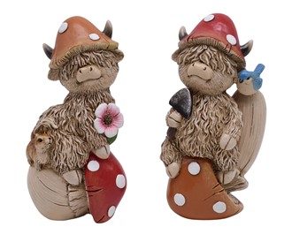 Highland Cow with Mushrooms Set