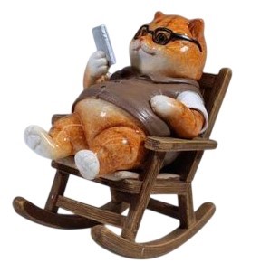 Orange Cat Relax on Chair with Phone