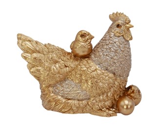 Gold Chicken with Eggs and Chick