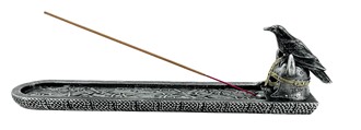 Silver Viking Helmet Raven Incense Burner