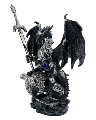 Black Armor Dragon with Sword on Helmet
