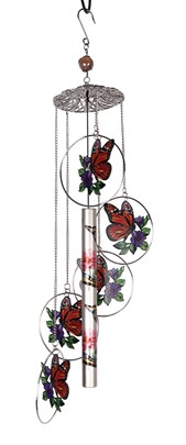 5-Ring Orange Butterfly Wind Chime