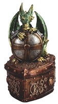 View Green Dragon with Shield Trinket Box