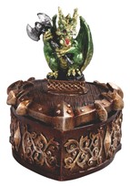 View Green Dragon with Axe Trinket Box