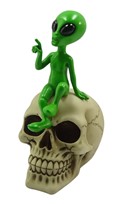 View Green Alien on Skull