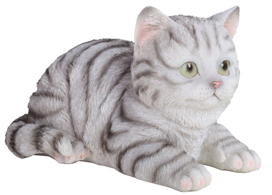 gray tabby cat figurine